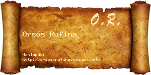 Orsós Rufina névjegykártya